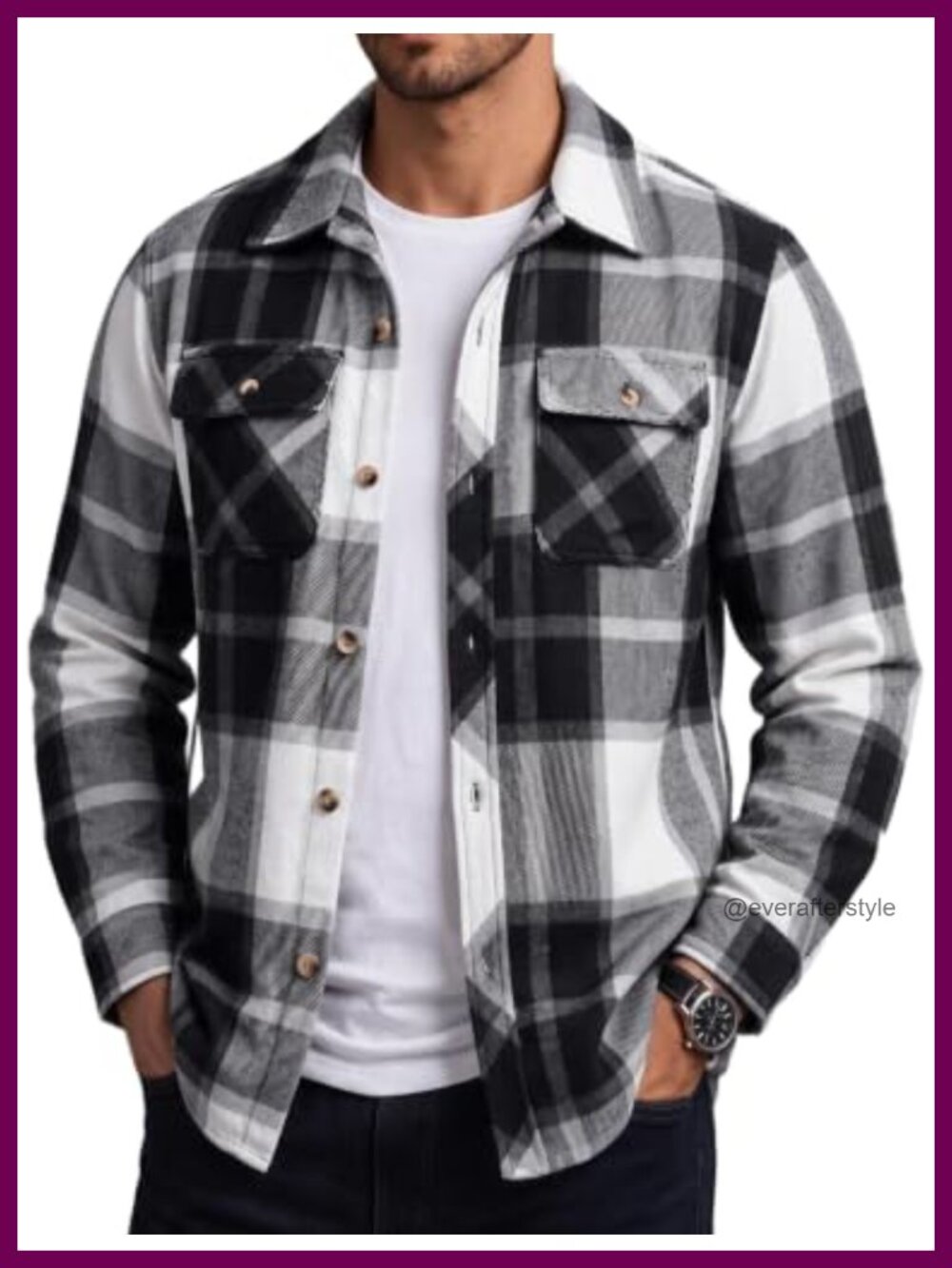 Mens Plaid Flannel Shirt Button Down Casual Jacket Cotton Wool Blend
